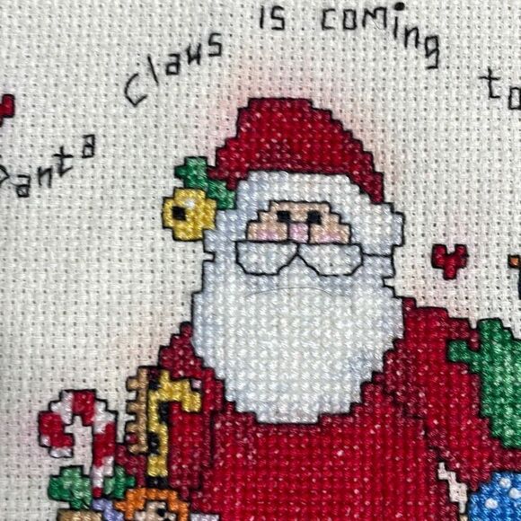 Cross Stitch Handmade Advent Calendar Santa Candy Jingle Bells - Picture 7 of 8